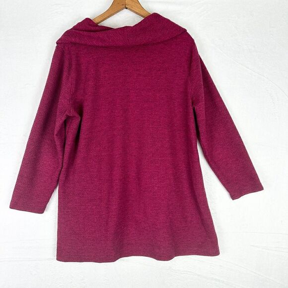 Ali Miles Cowl Neck Sweater Tunic Size Medium Maroon Wine Pocket Bow - Picture 2 of 5